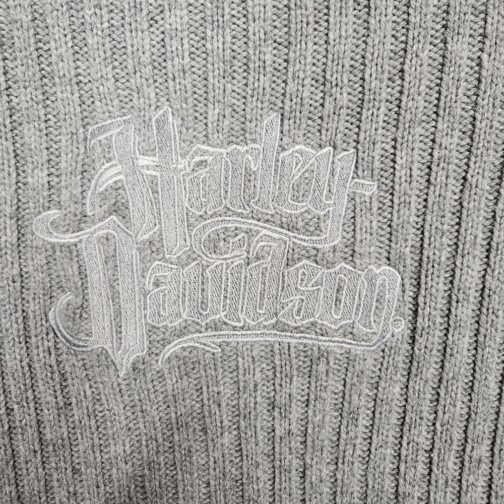 RARE 🔥 Harley-Davidson Vintage Embroidered Ribbed Quarter Zip Sweater - Picture 9 of 10